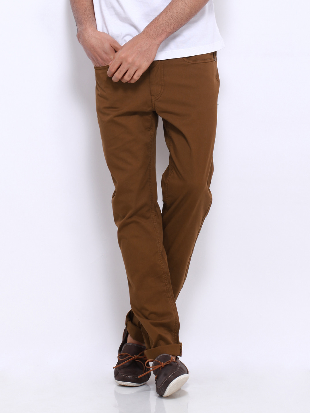 Buy U.S. Polo Assn. Men Brown Slim Fit Trousers - Trousers for Men 298649 | Myntra