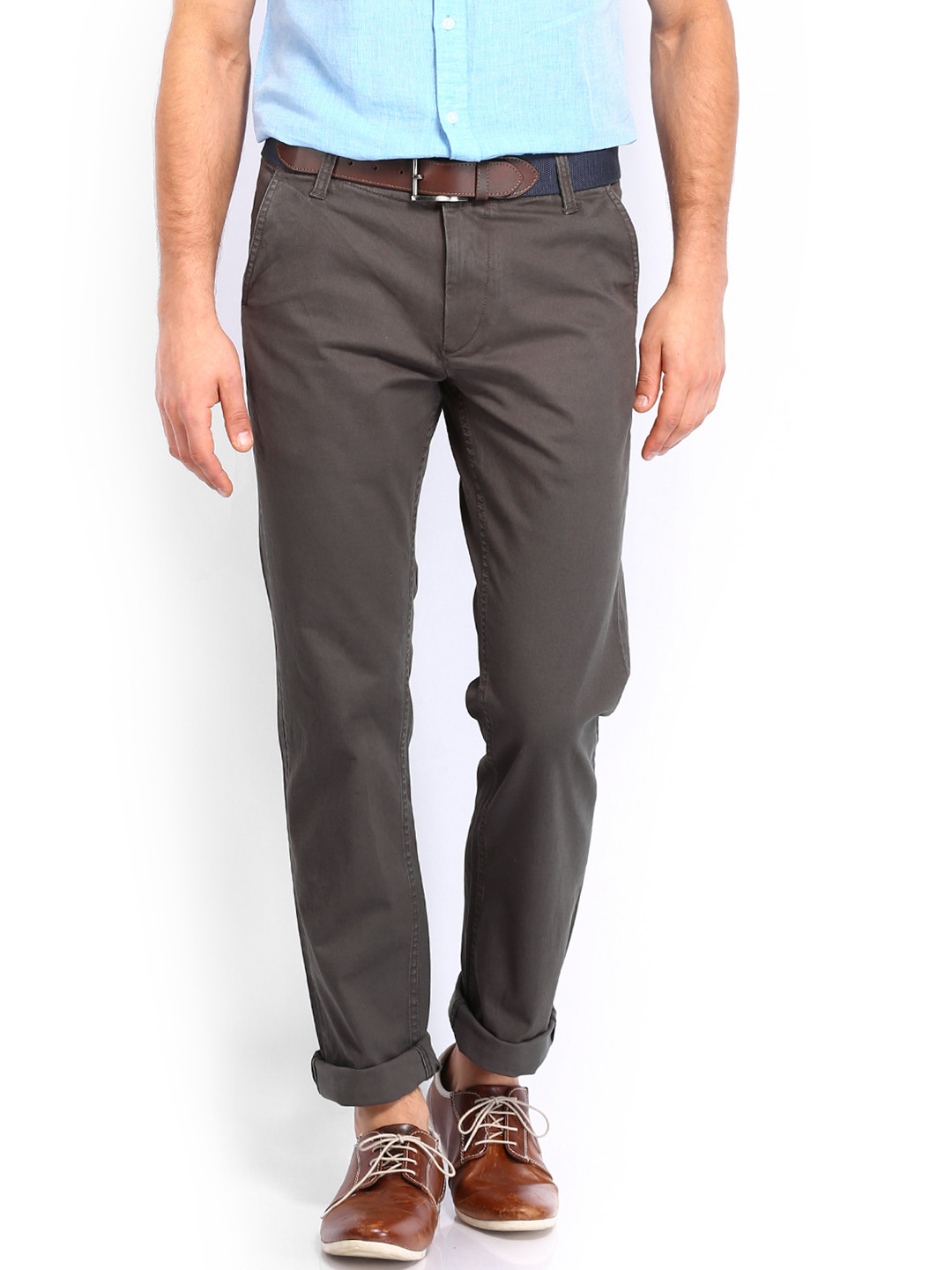 Buy U.S. Polo Assn. Men Grey Slim Fit Trousers - Trousers for Men ...