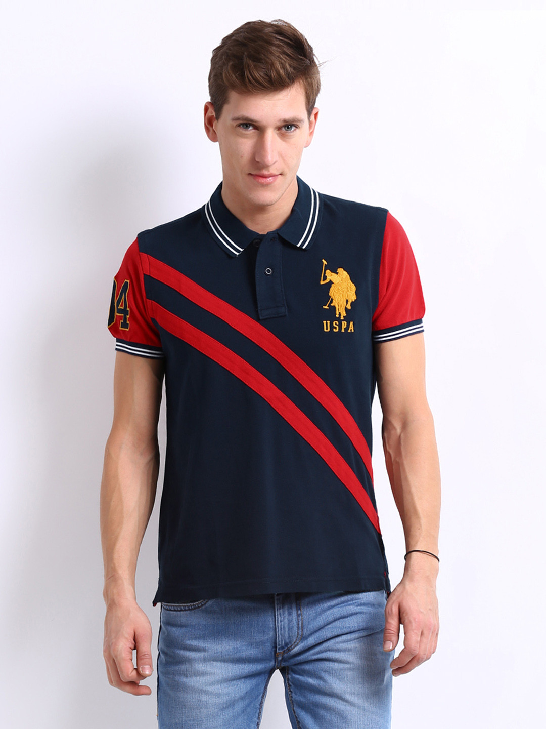 Buy U.S. Polo Assn. Men Navy Pique Polo T Shirt - Tshirts for Men 225527 | Myntra