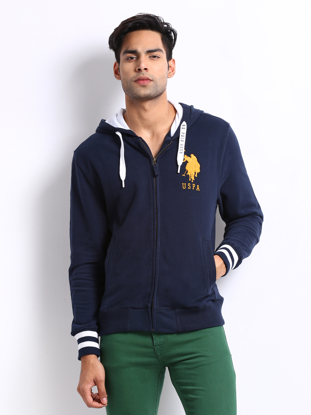 Buy U.S. Polo Assn. Men Navy Hooded Sweatshirt - Sweatshirts for Men 192512 | Myntra