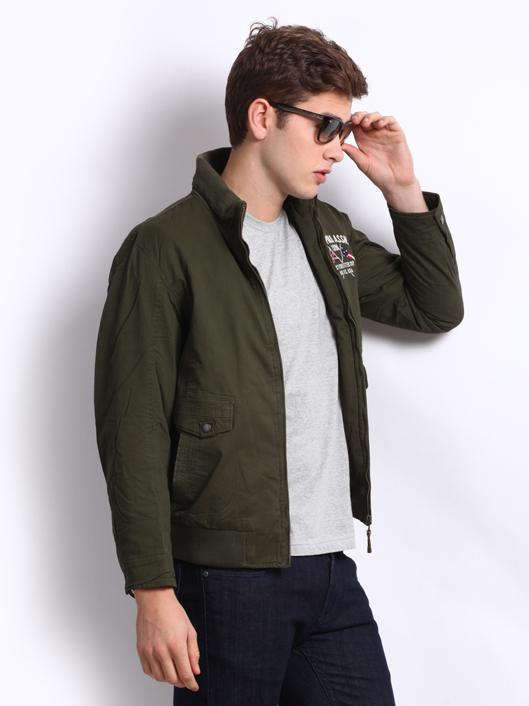 olive polo jacket
