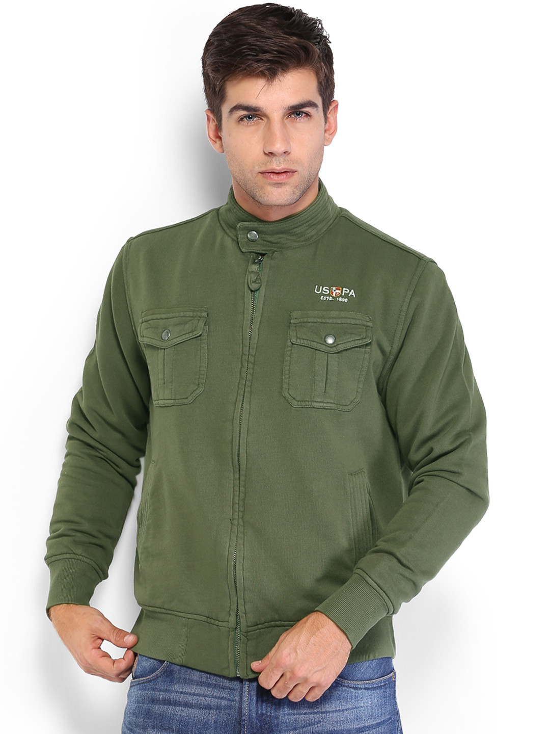 Buy U.S. Polo Assn. Denim Co. Men Olive Green Jacket - Jackets for Men 580665 | Myntra