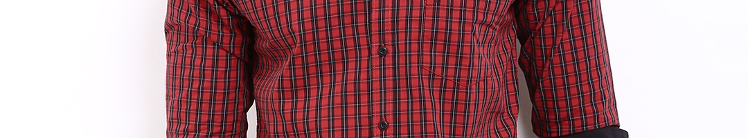 Buy U.S. Polo Assn. Men Red & Black Checked Tailored Fit Casual Shirt ...