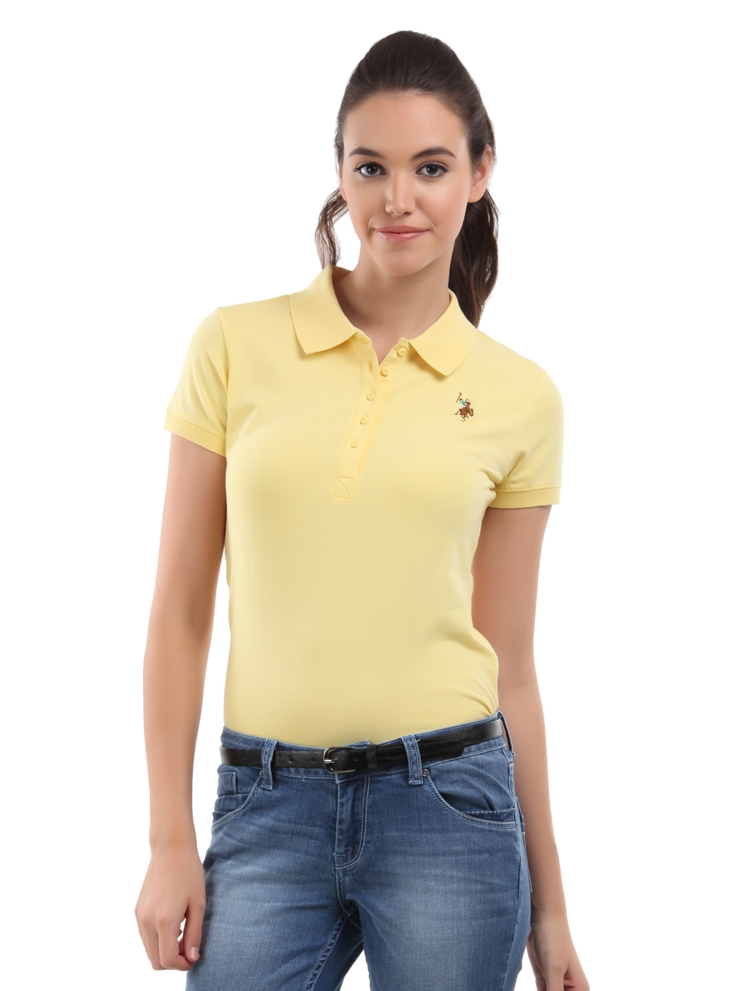 Buy U.S. Polo Assn. Women Golden Haze Yellow Polo T Shirt - Tshirts for ...