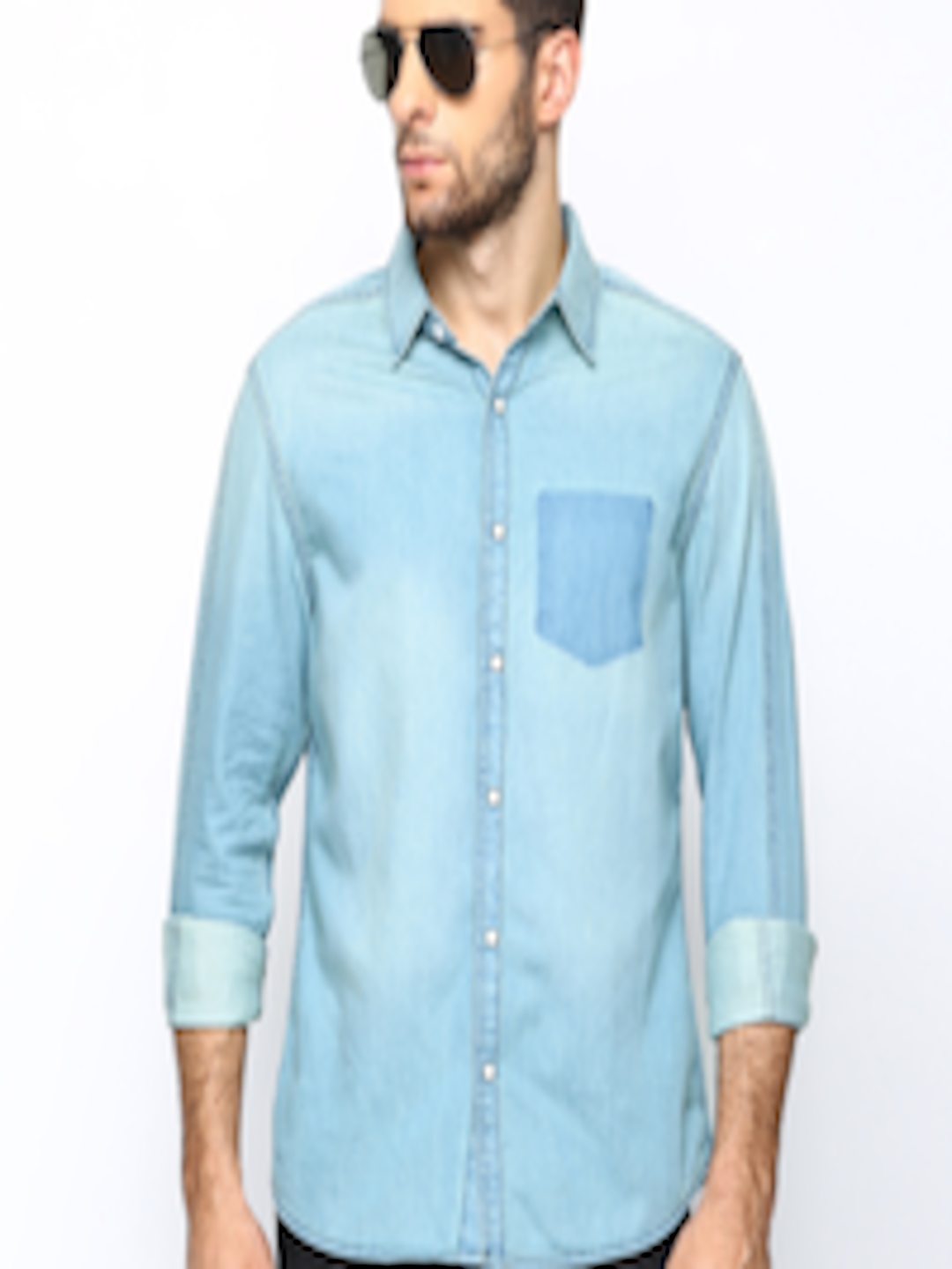 Buy United Colors Of Benetton Men Blue Denim Casual Shirt - Shirts for ...