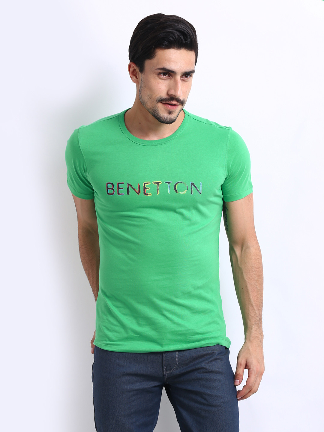 United Colors Of Benetton T-Shirt In Costina Regular Fit - Girocollo Corto, Ricamo Tono Su Tono