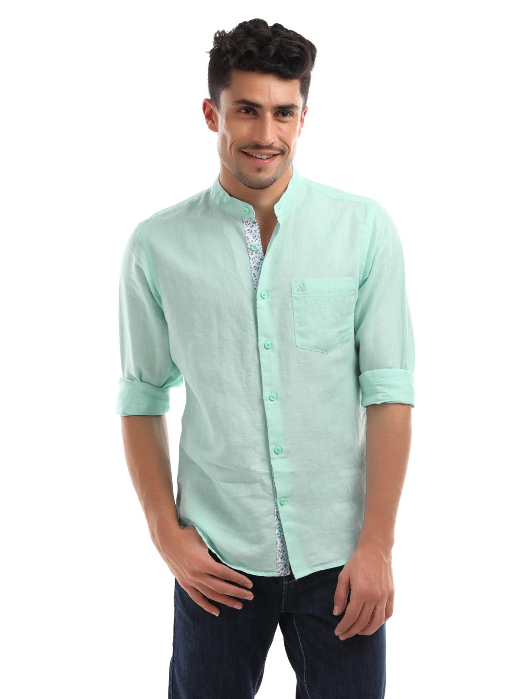 Buy United Colors Of Benetton Men Light Green Shirt - Shirts for Men ...