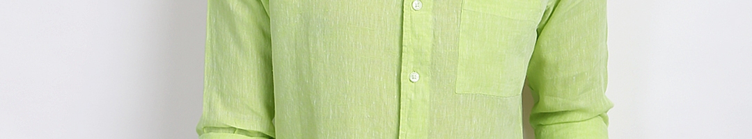 Buy United Colors Of Benetton Men Lime Green Linen Casual Shirt ...