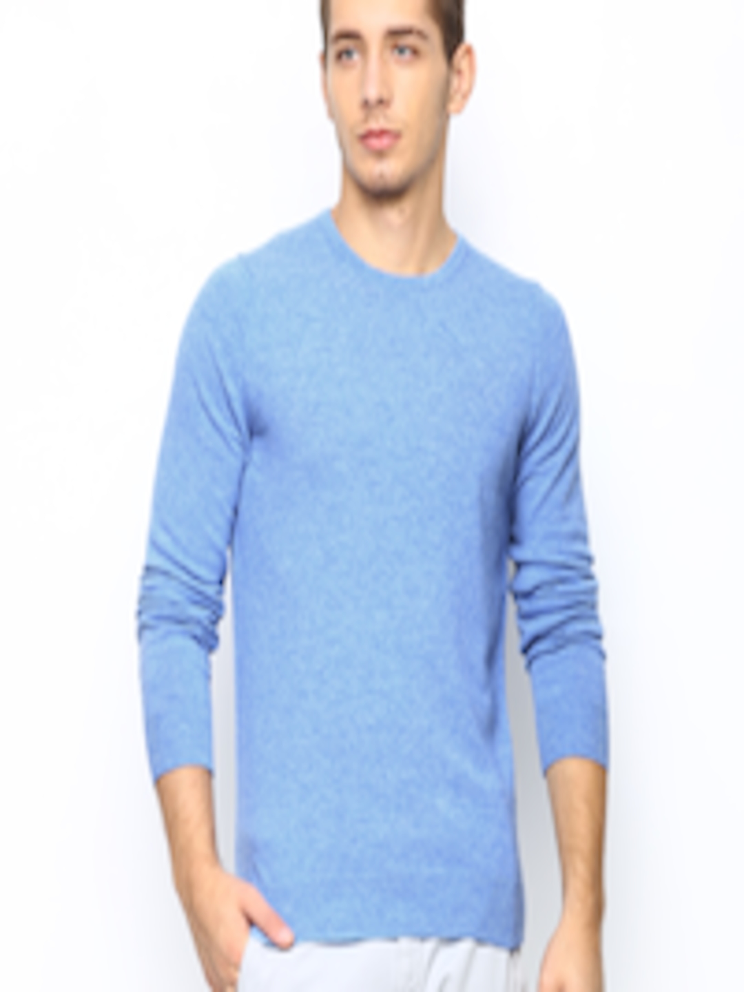 Buy United Colors Of Benetton Men Blue Cashmere Blend Sweater ...