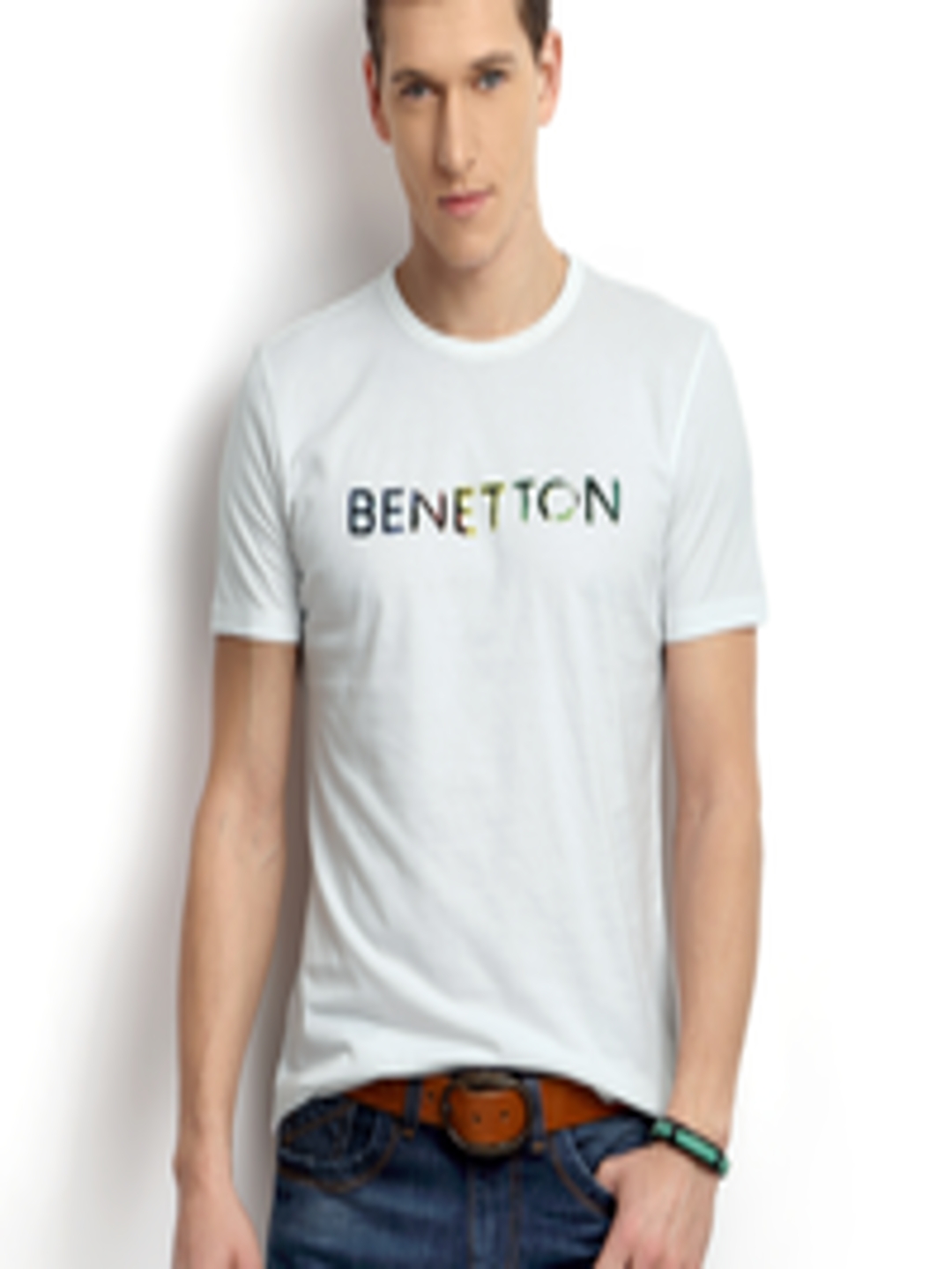 Buy United Colors Of Benetton Men White Printed Pure Cotton T Shirt ...