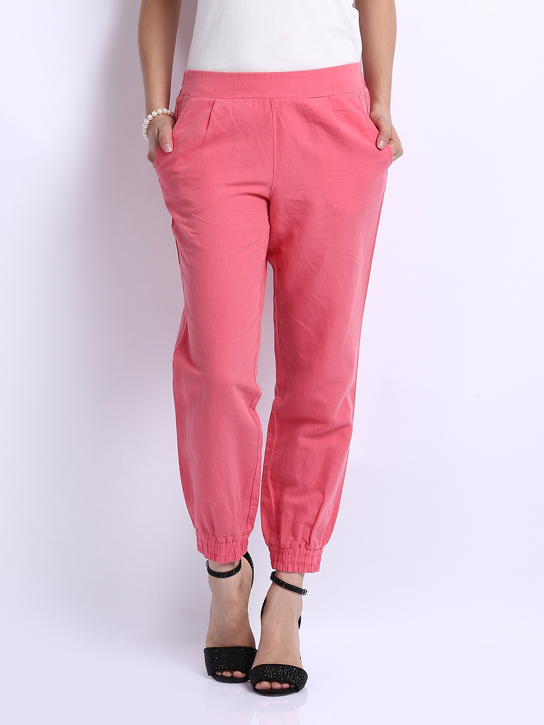 Buy United Colors Of Benetton Women Pink Linen Blend Trousers - Trousers for Women 255514 | Myntra