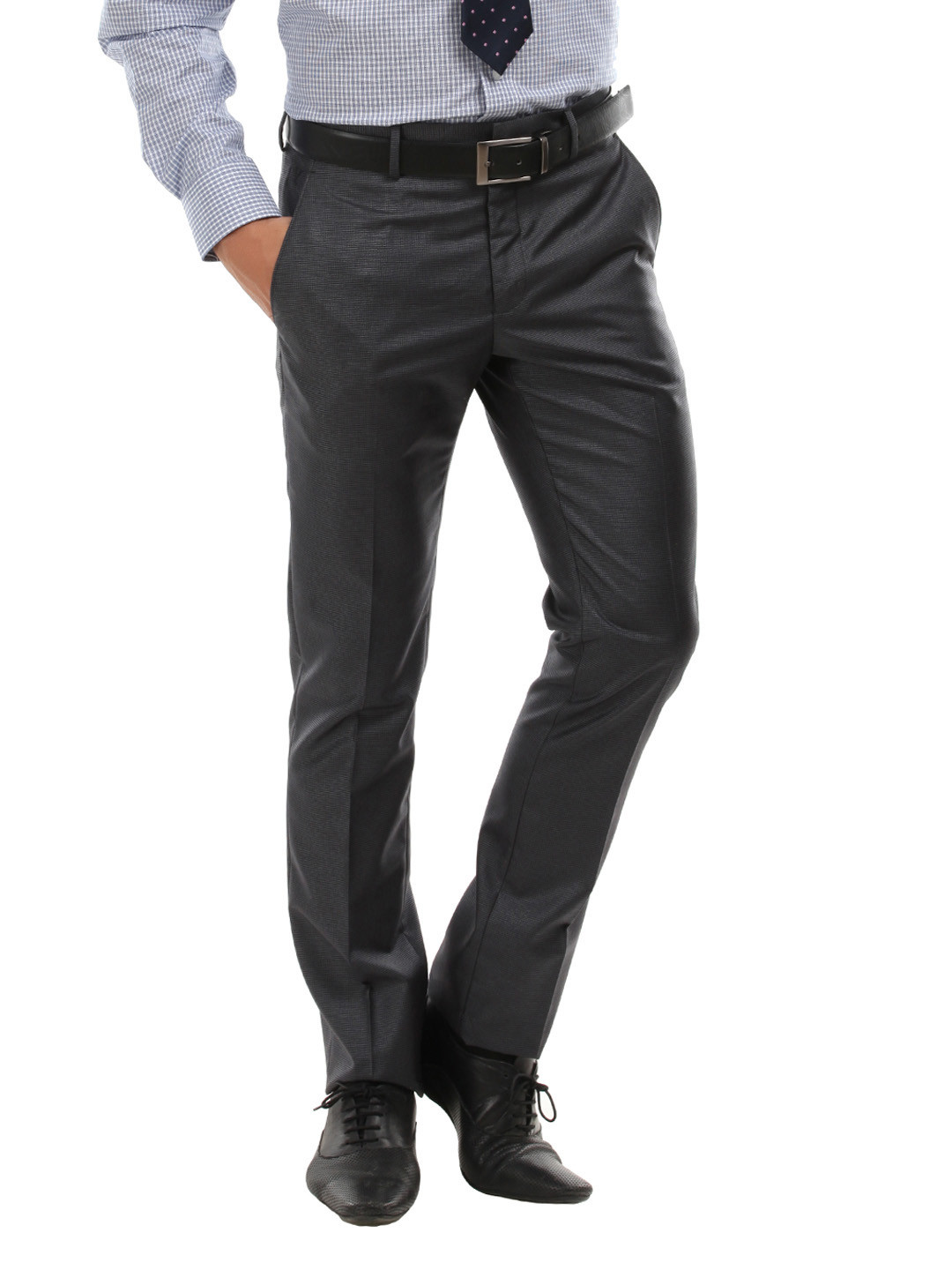 Buy V Dot Men Bluish Grey Houndstooth Trousers Trousers for Men