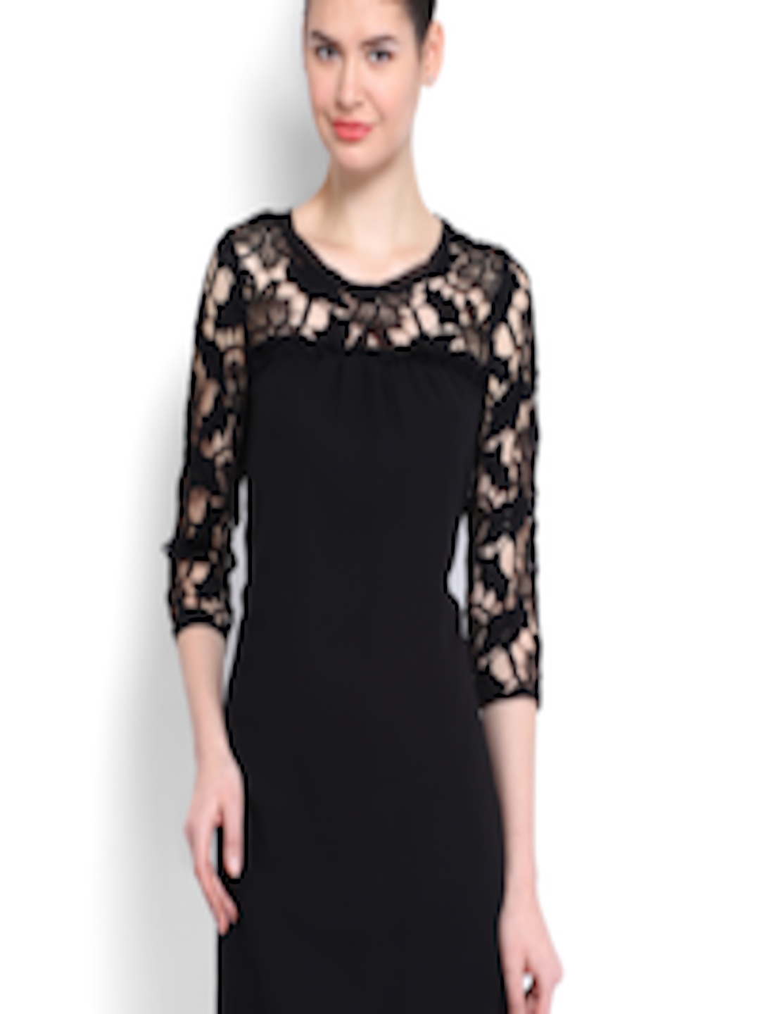 Buy Vero Moda Black Lace Shift Dress - Dresses for Women 312510 | Myntra