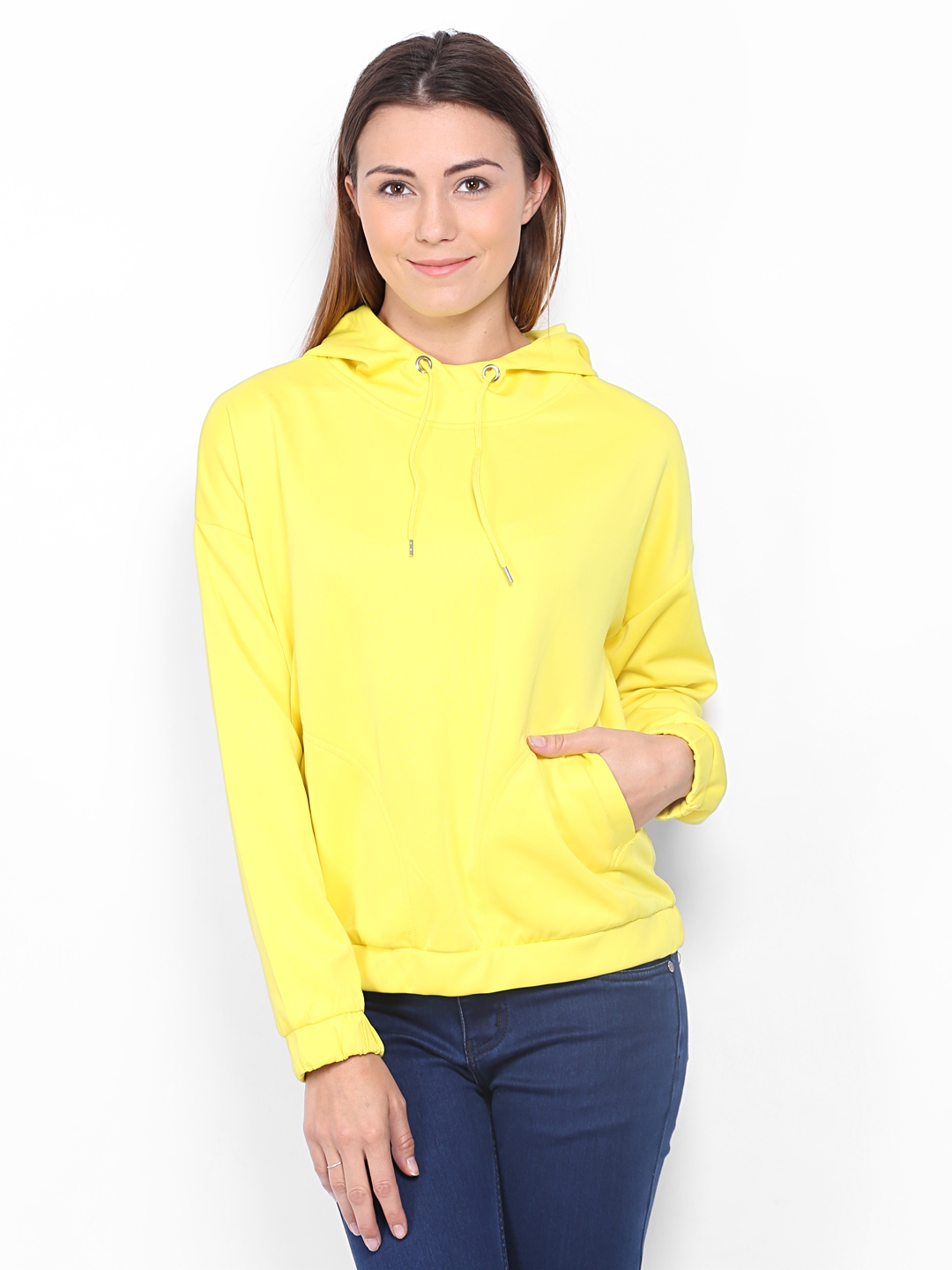 Vero Moda Women Yellow Hooded Sweatshirt Eb64ff225d8b7d1869e842eebb990cce Images 