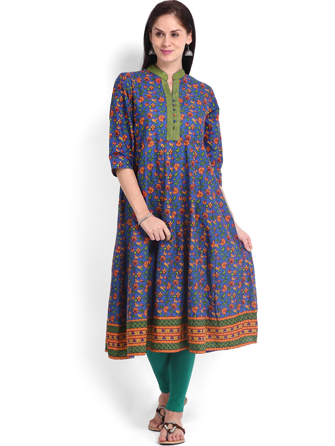 Buy Vishudh Women Blue Printed Anarkali Kurta - Kurtas for Women 601662 ...