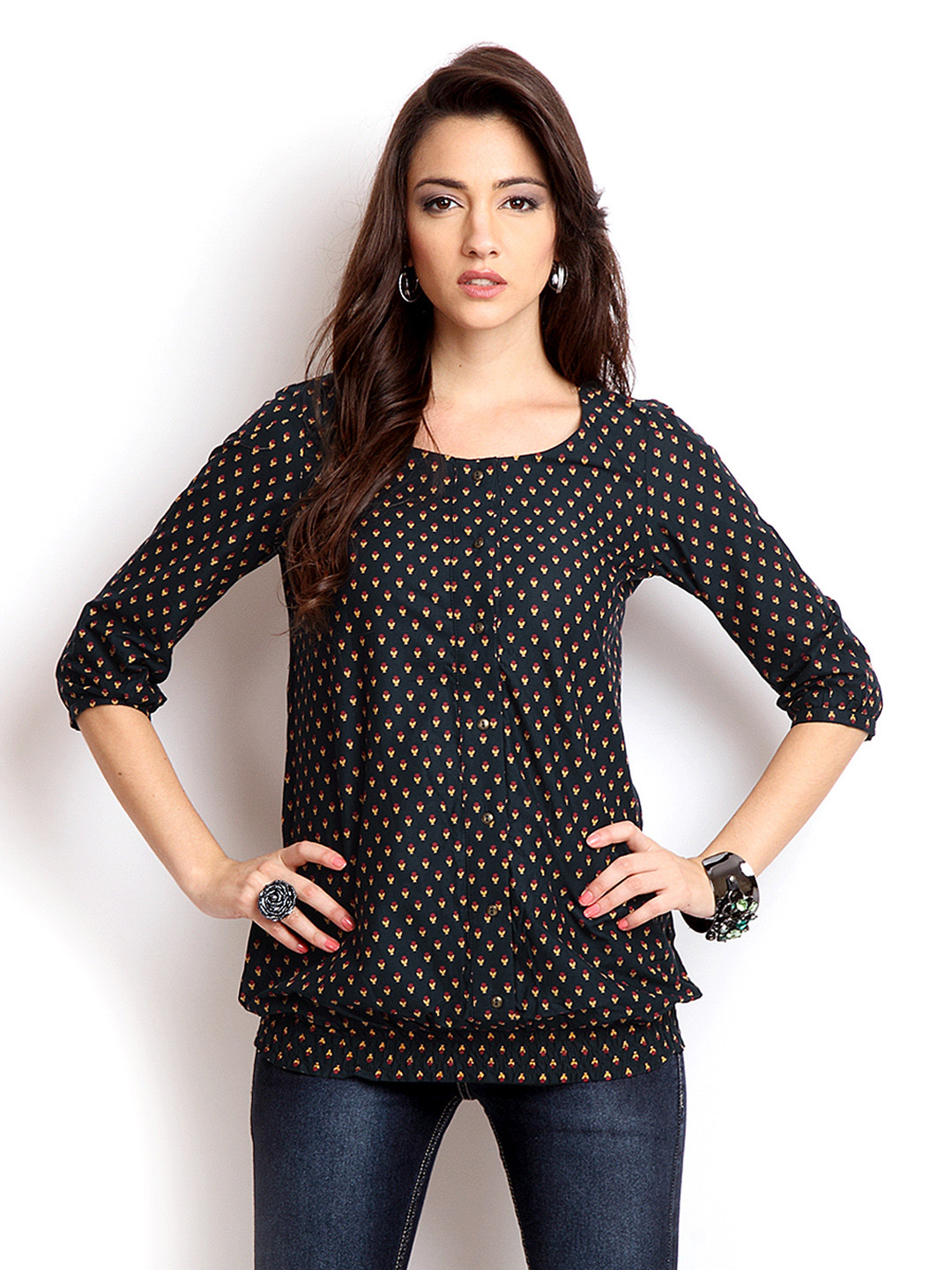 Buy W Women Navy Printed Top Tops for Women 177275 Myntra