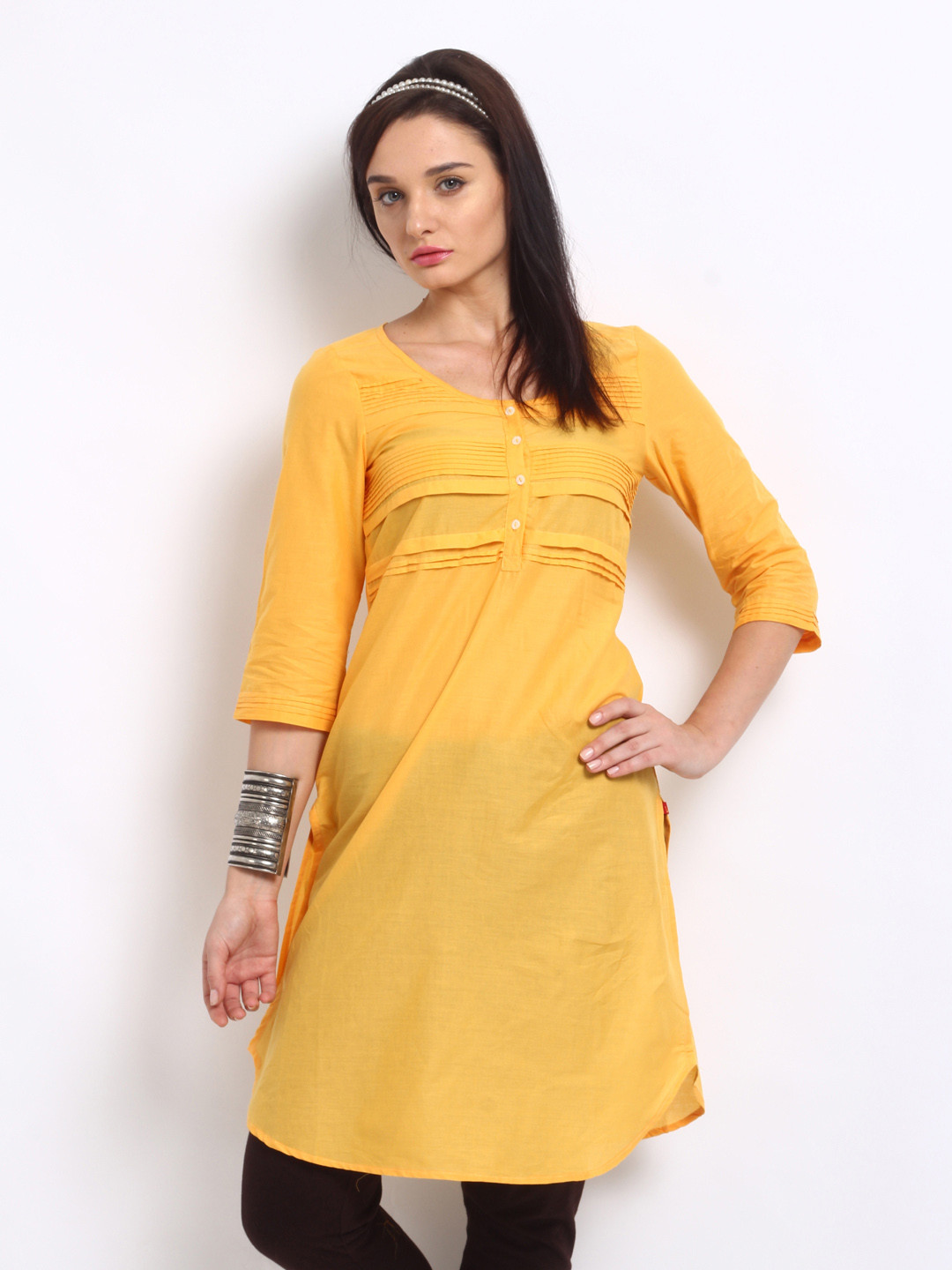 Buy W Women Yellow Solid Straight Kurta Kurtas for Women 153339 Myntra