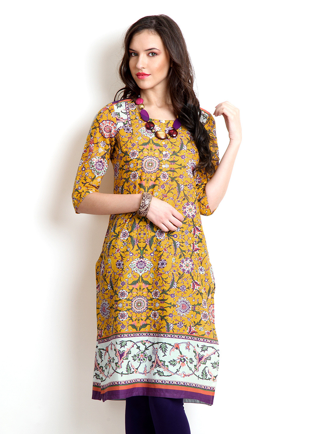 Buy W Women Yellow Printed Kurta Kurtas for Women 168133 Myntra