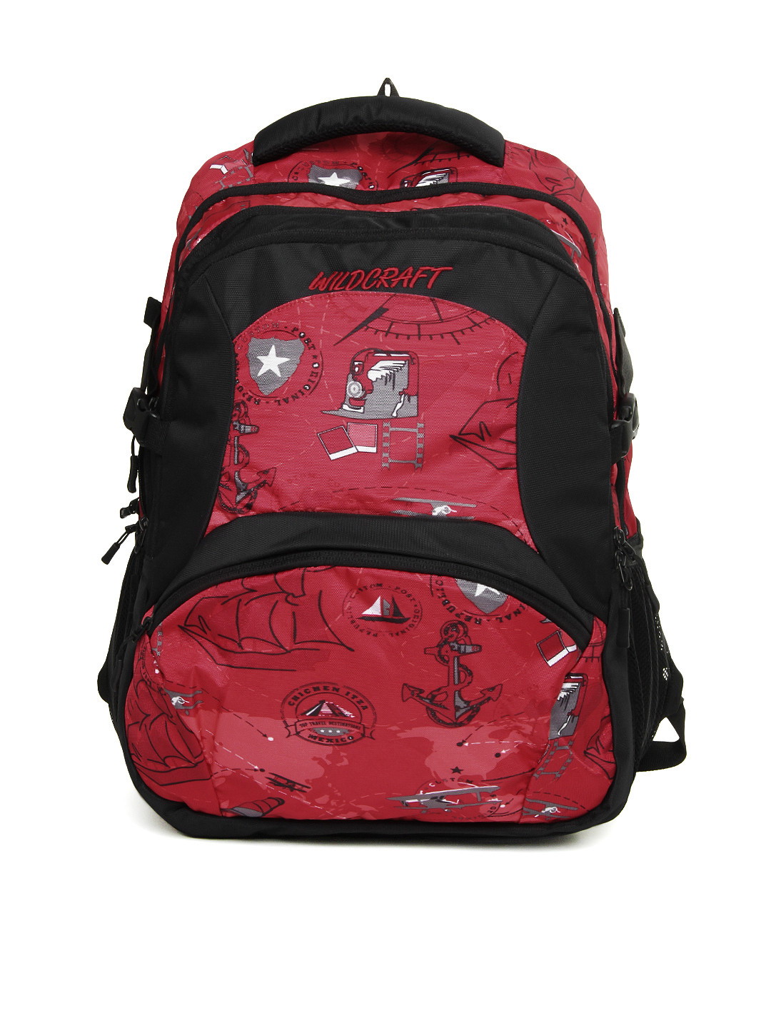 Buy Wildcraft Unisex Red & Black Printed Backpack Backpacks for