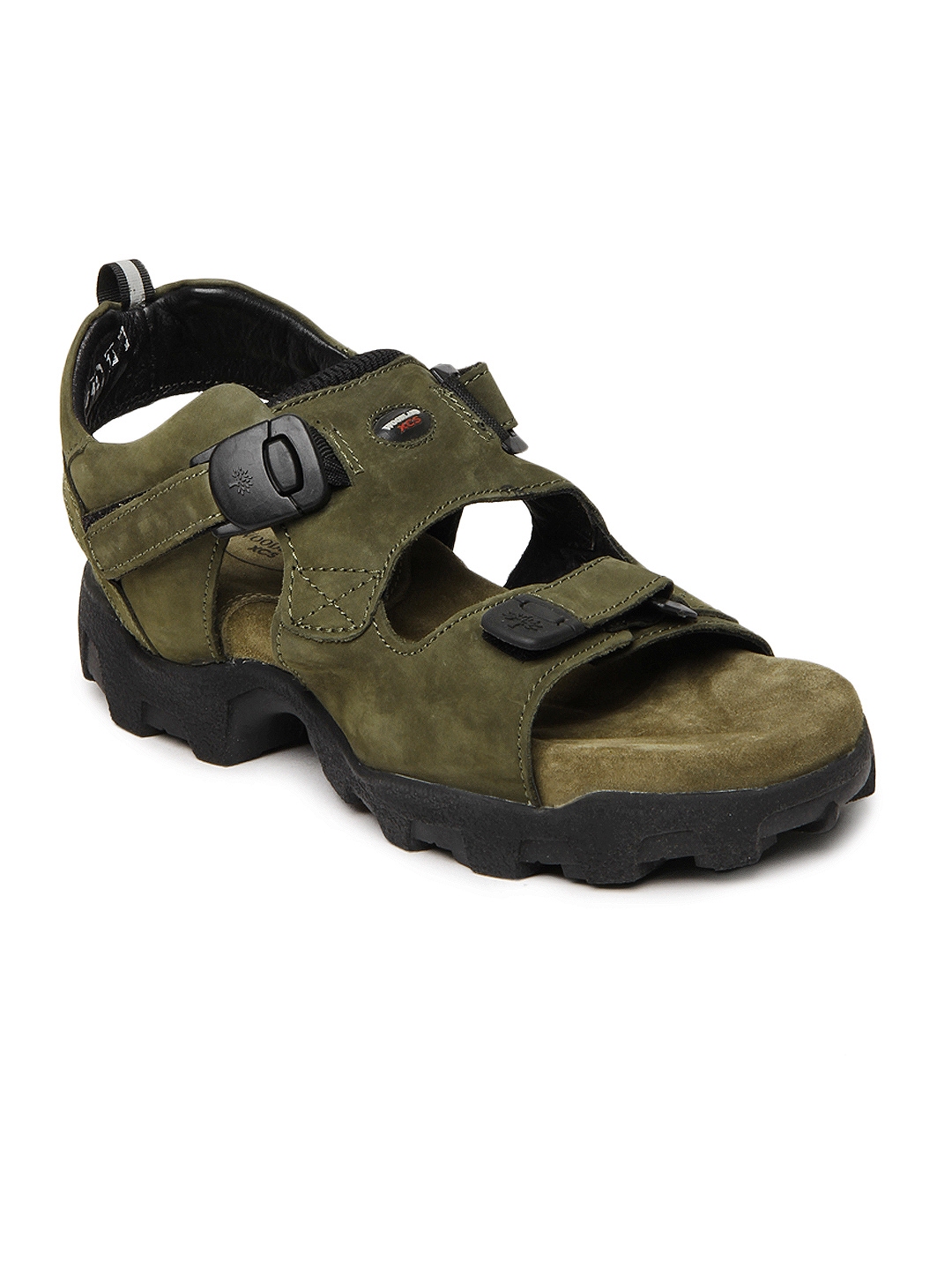 woodland men olive green leather sandals