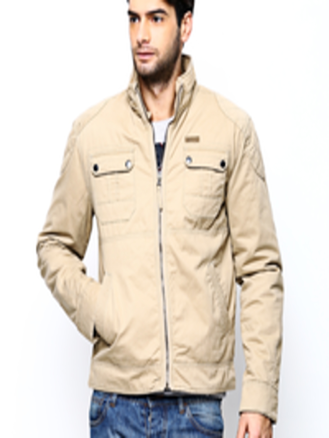 Buy Wrangler Men Beige Jacket - Jackets for Men 515029 | Myntra