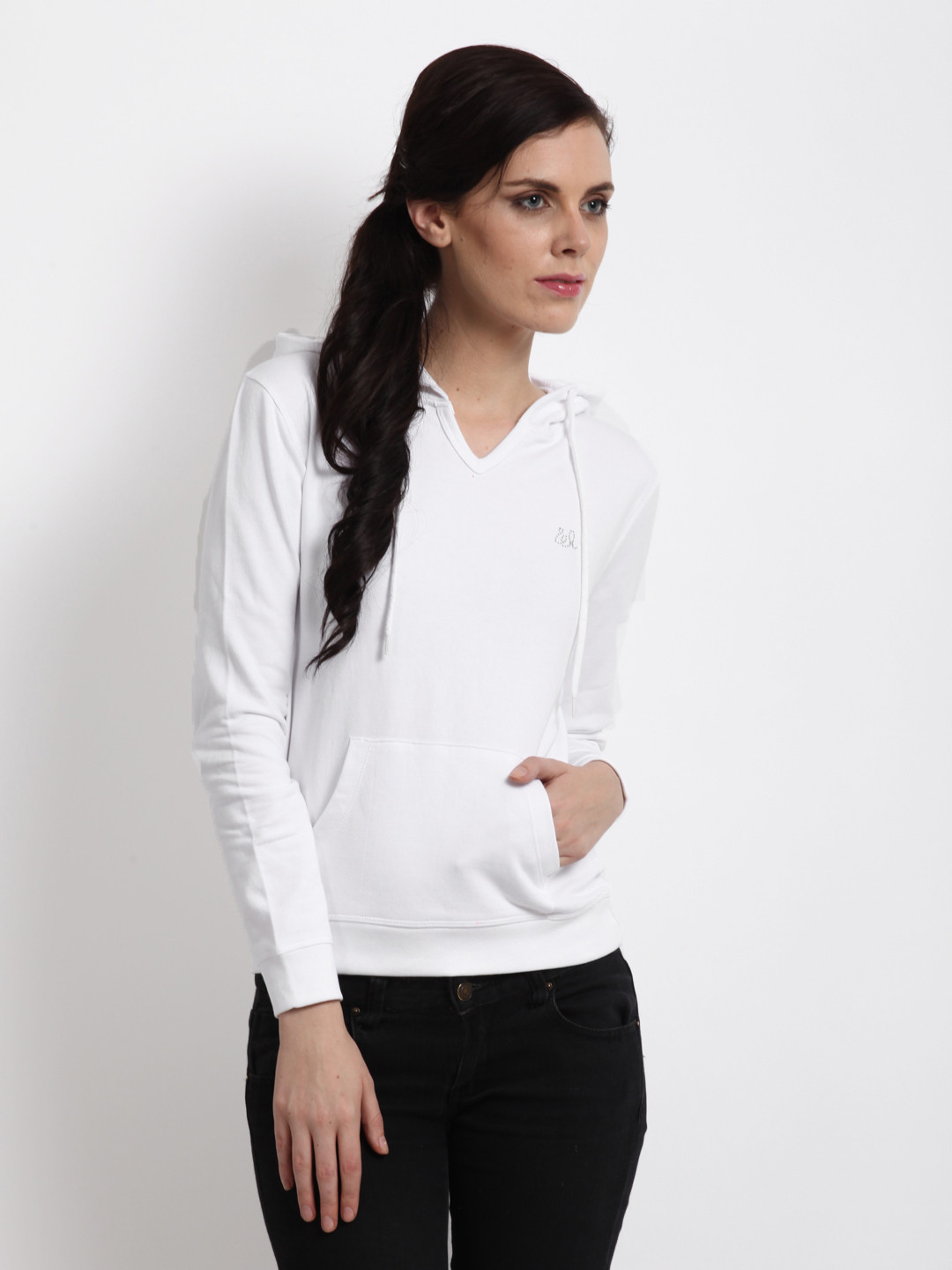 Buy Wrangler Women White Hooded Sweatshirt Sweatshirts for Women