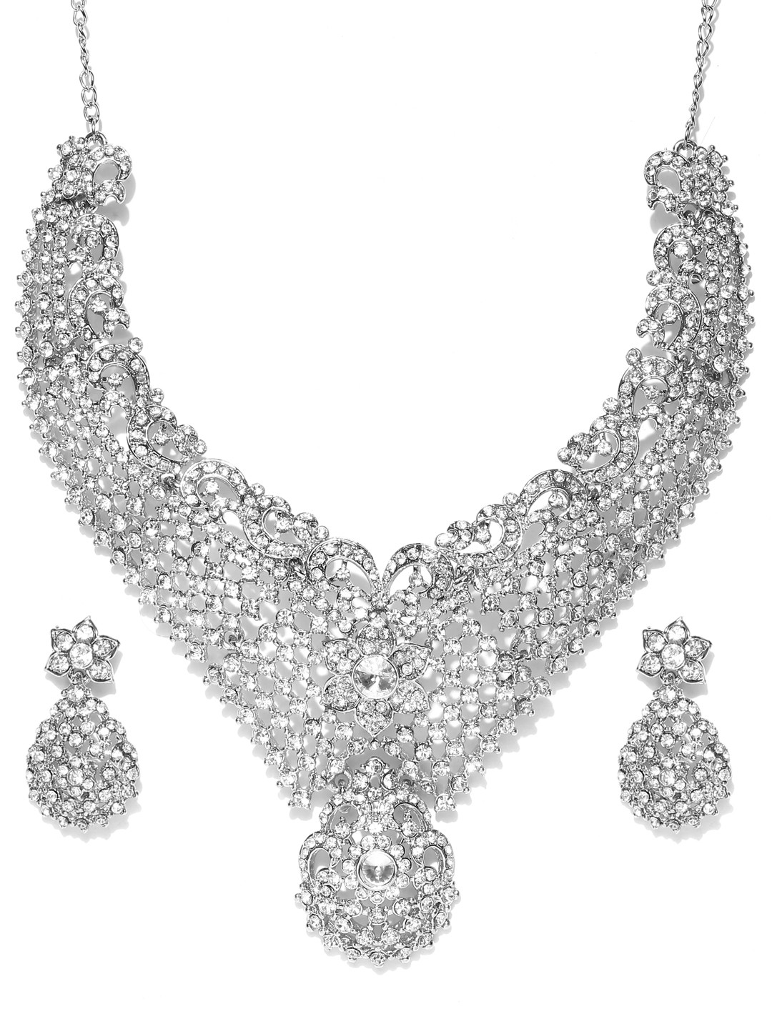 Buy Zaveri Pearls Silver Plated Jewellery Set Jewellery Set for Women