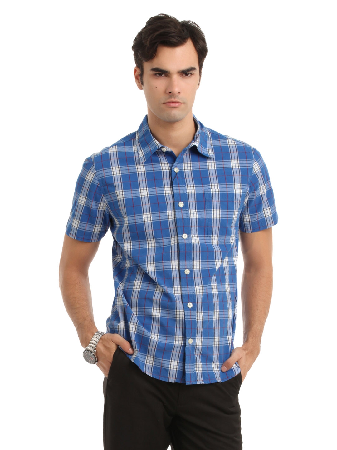 Buy Myntra Men Blue Check Shirt - Shirts for Men 51399 | Myntra
