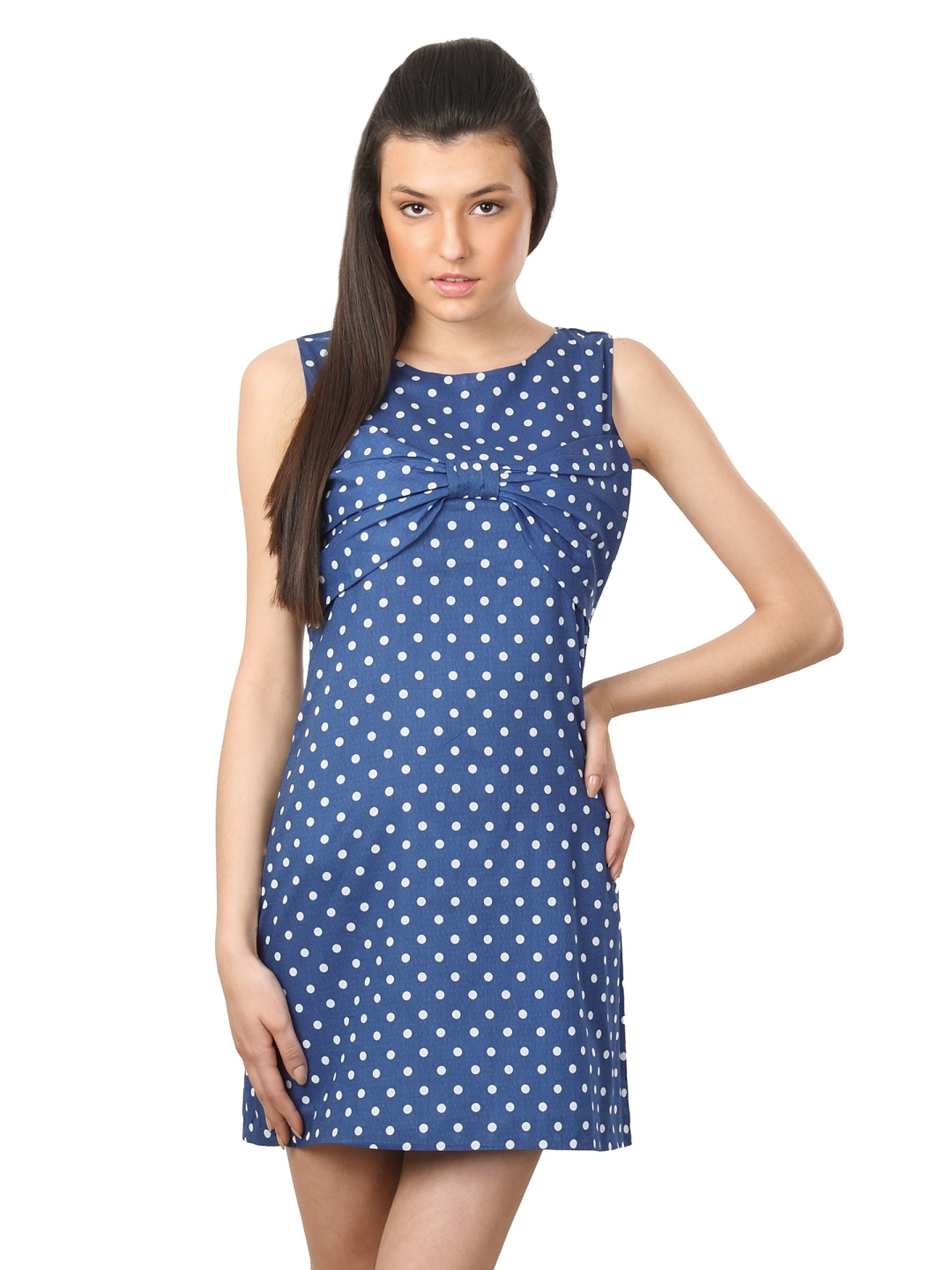 Buy Femella Women Blue Polka Bow Dress Dress - Dresses for Women 39232 ...