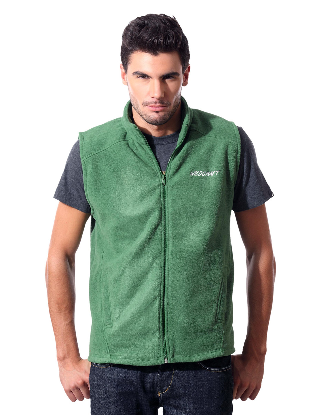 Buy Wildcraft Men Green Fleece Sleeveless Jacket Jackets for Men