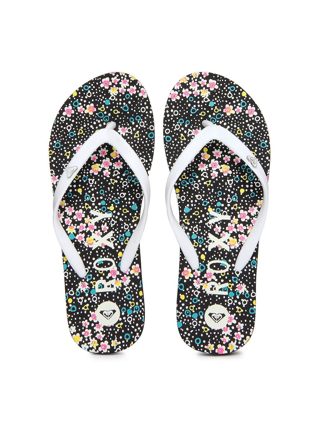 Buy Roxy Women White & Black Printed Flip Flops Flip Flops for Women
