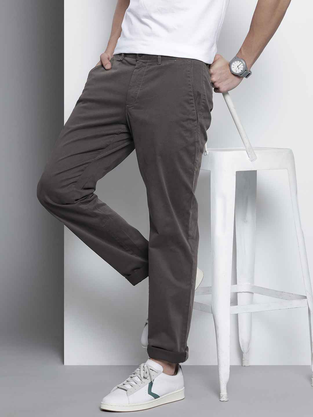 Buy Tommy Hilfiger Men Grey Solid Chinos - Trousers for Men 14590454 ...
