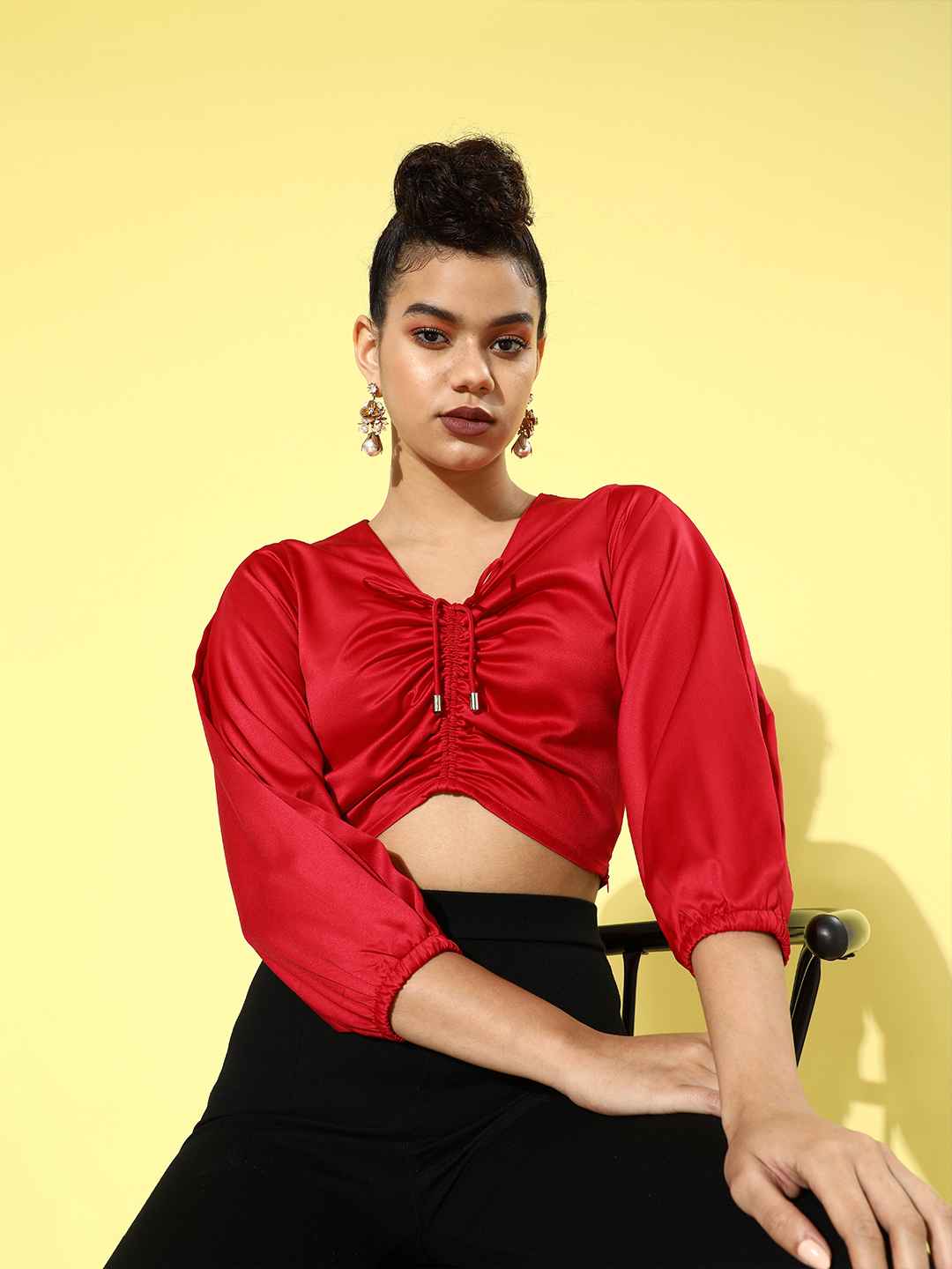Women'S Red Solid A-Line Top main image 1
