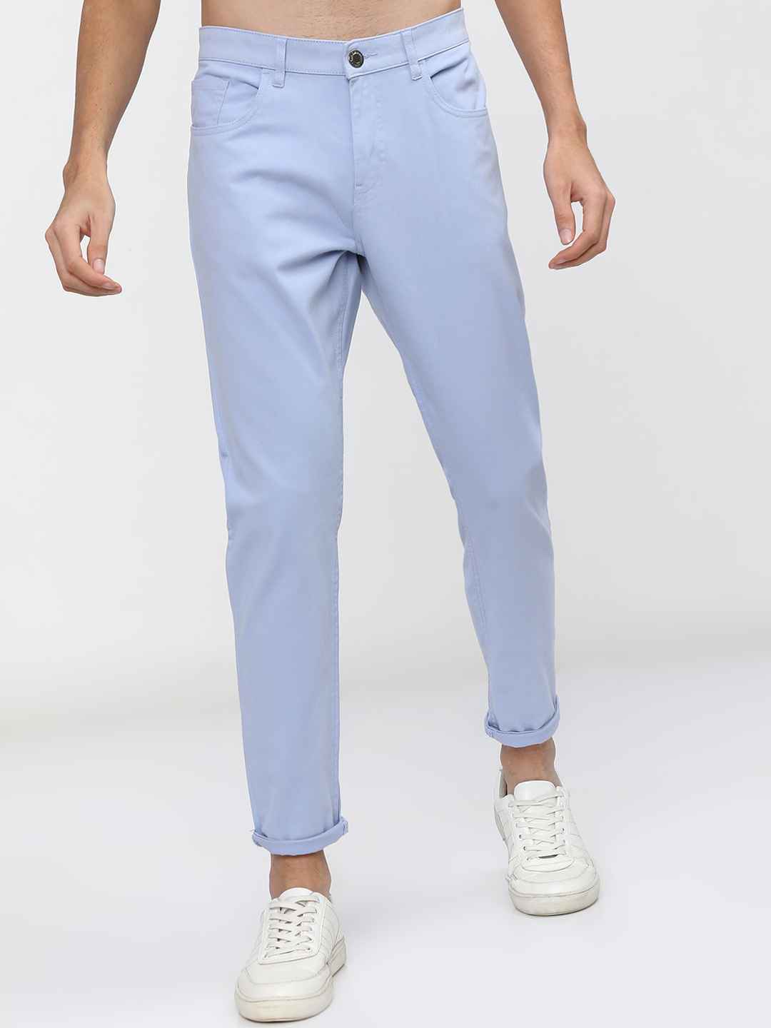 Buy HIGHLANDER Men Blue Tapered Fit Trousers - Trousers for Men ...