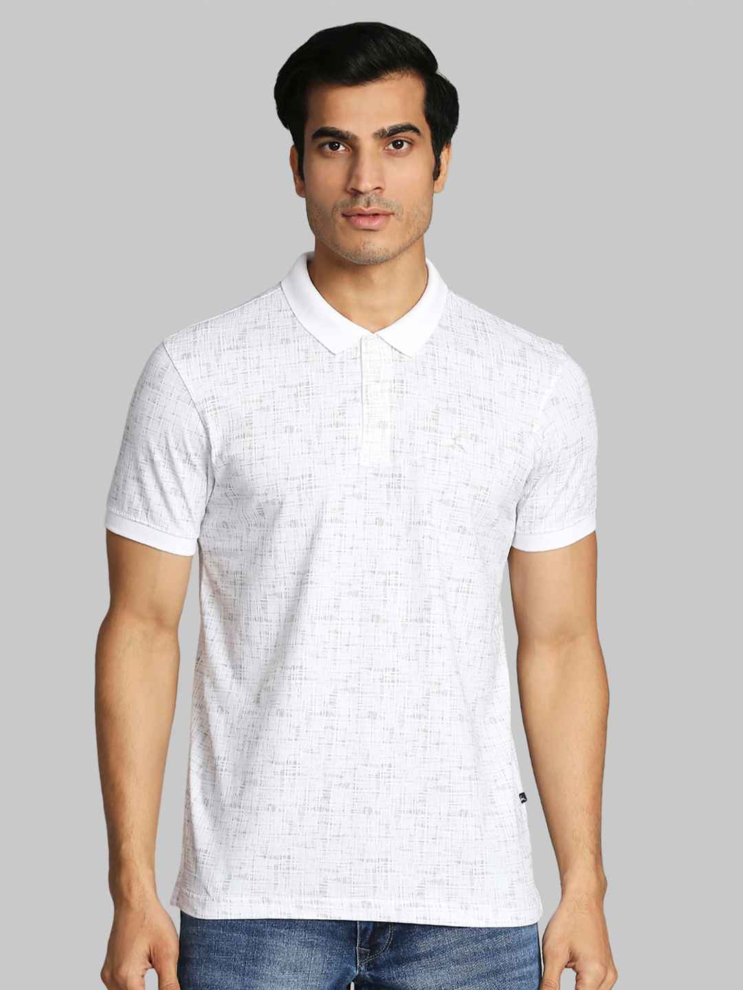 Buy Parx Men Grey Self Design Regular Fit T Shirt - Tshirts for Men ...