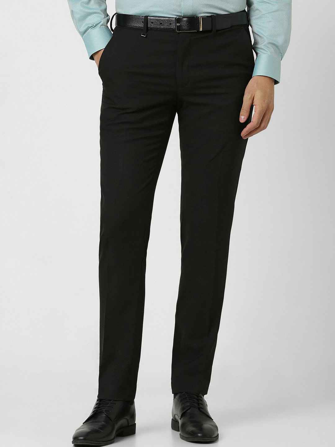 Buy Van Heusen Men Slim Fit Mid Rise Formal Trousers - Trousers for Men ...