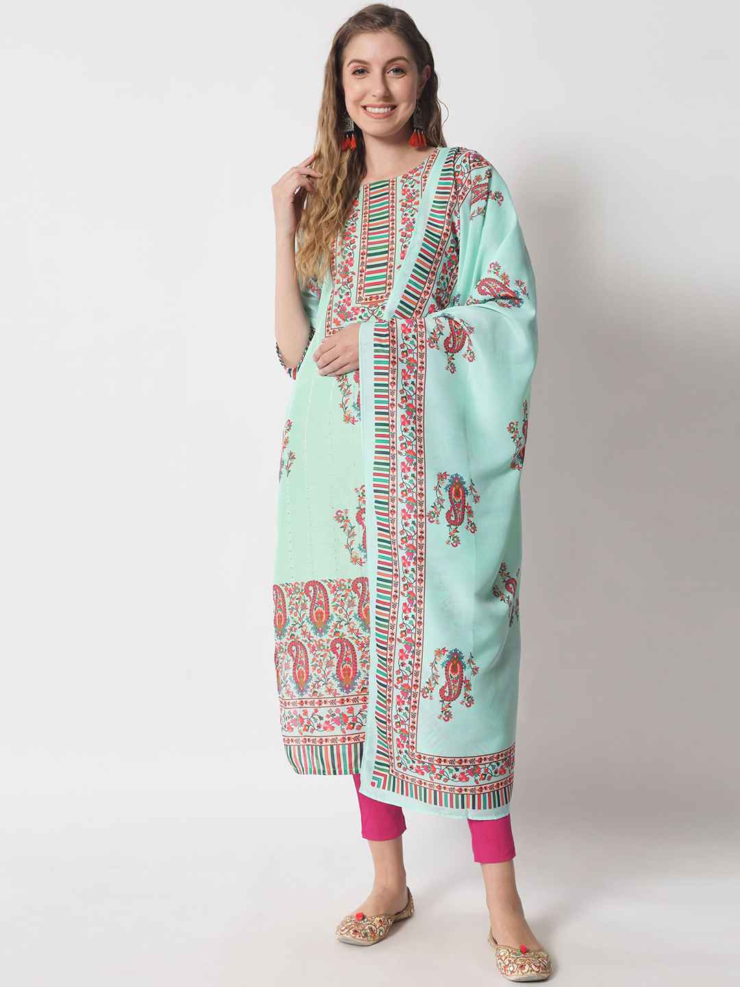 Traditional Printed Kurta Set for Women with Designer Dupatta(SWSK38)