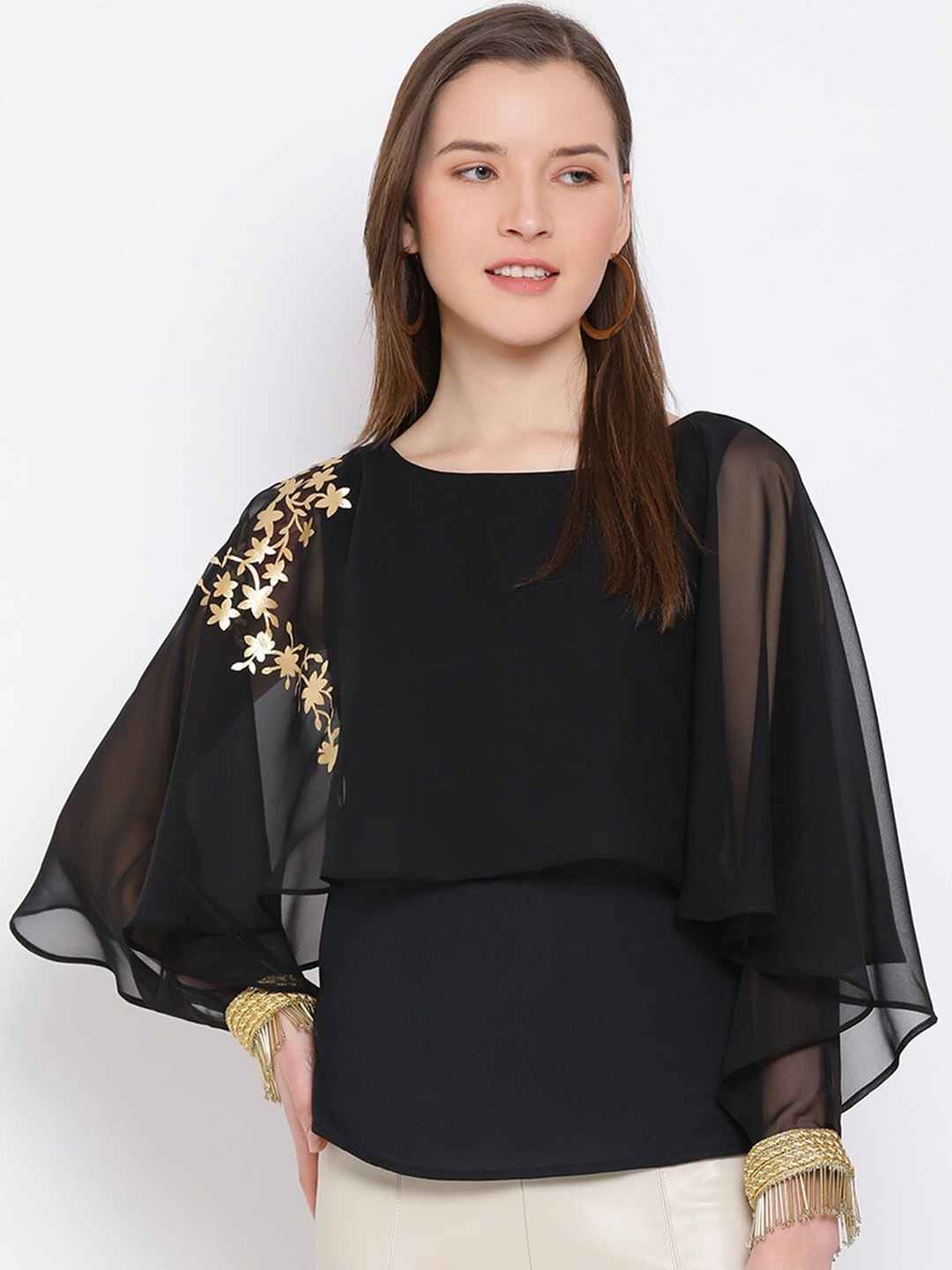 Buy ALL WAYS YOU Cape Sleeve Georgette Cape Top - Tops for Women ...