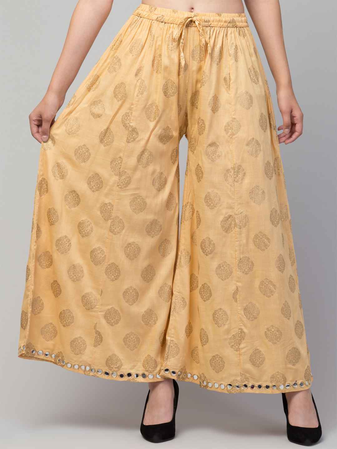 Women Red Embroidered Gathered Top With Palazzos main image 0
