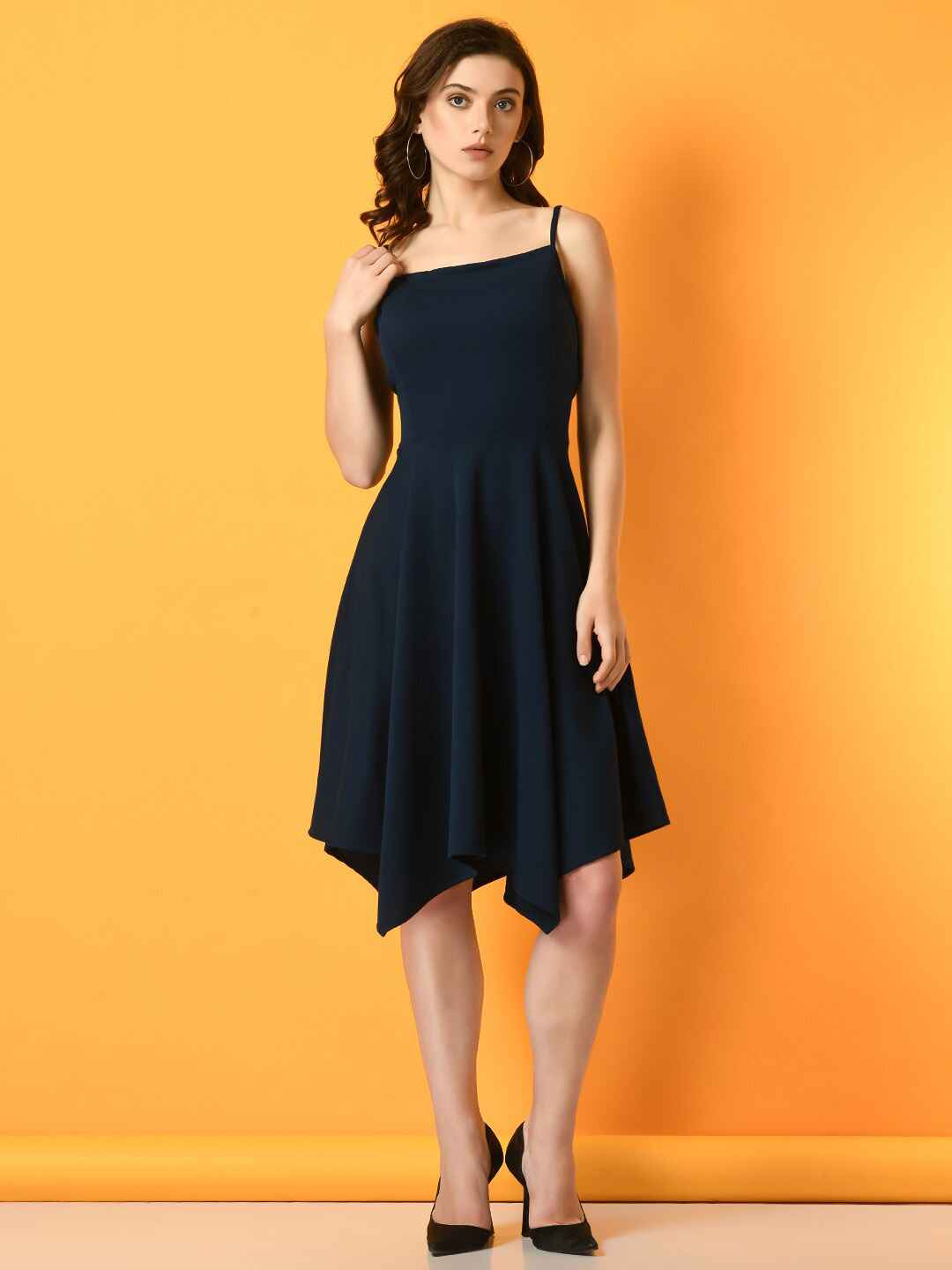Women's Full Sleeve Fit & Flared Blue Dress main image 0
