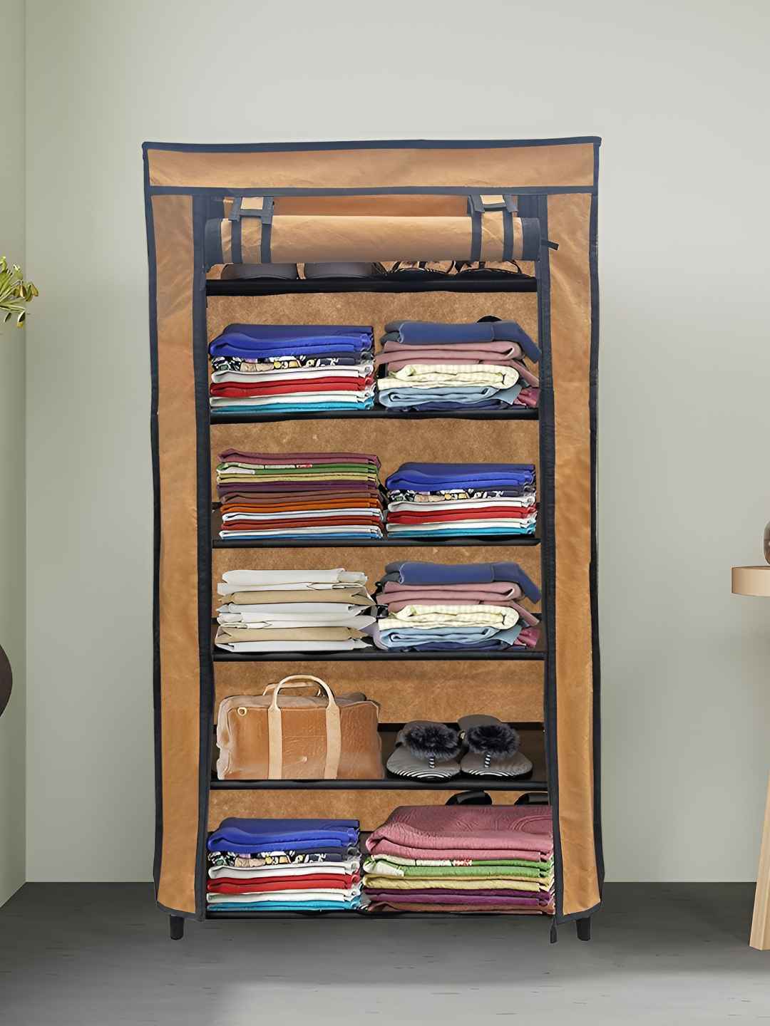 Buy Urban Choice Beige Metal 6 Layer Collapsible Wardrobe - Racks And ...