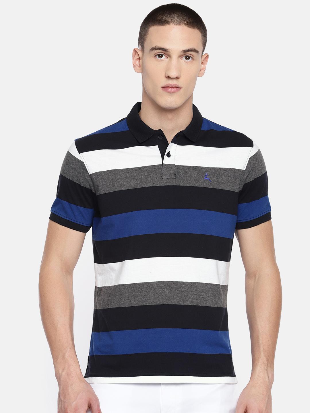 Buy Parx Men Blue White Striped Polo Pure Cotton T Shirt - Tshirts for ...