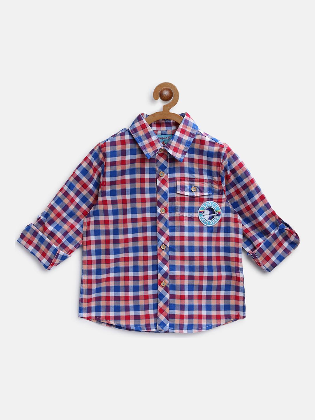 Nautinati Boys Standard Vertical Striped Applique Casual Shirt