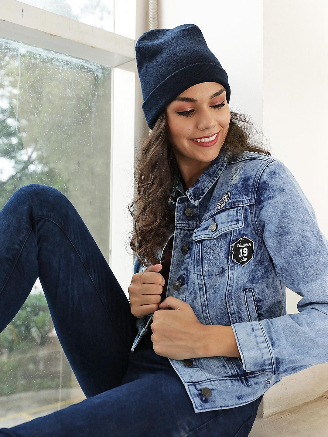 Tokyo Talkies Women Blue Solid Denim Jacket