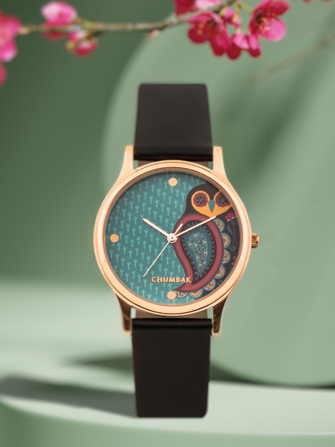 Buy TEAL BY CHUMBAK Women Green Printed Leather Analogue Watch -  - Accessories for Women