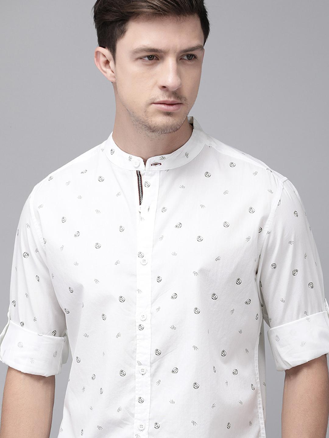 Roadster Men White Regular Fit Printed Casual Shirt