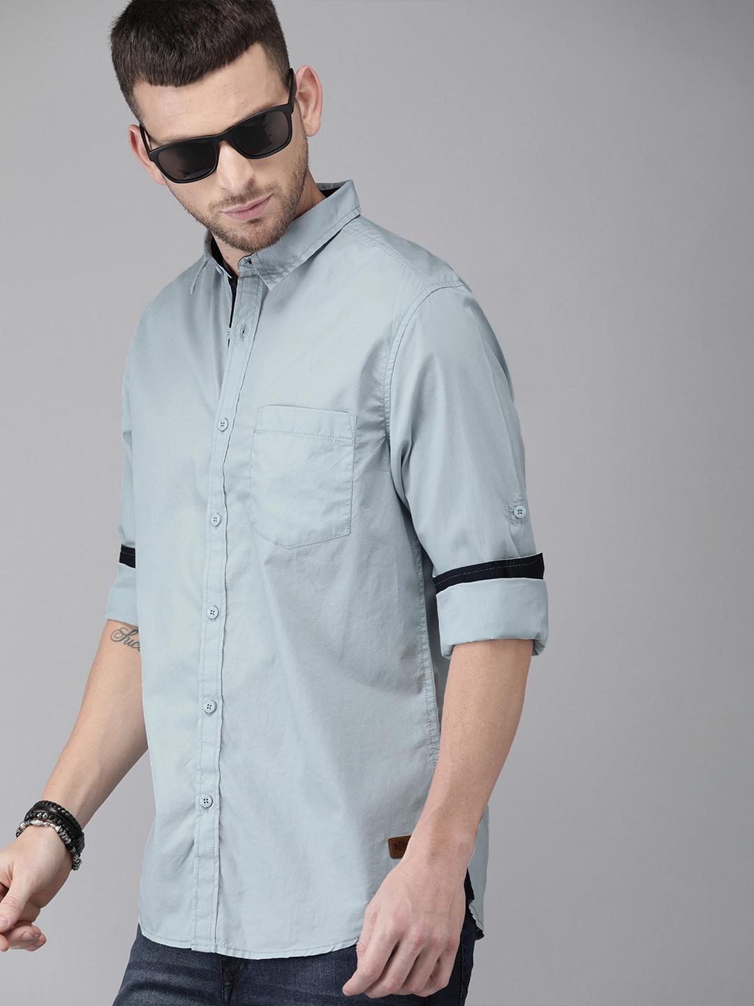 Roadster Men Blue Regular Fit Solid Casual Shirt
