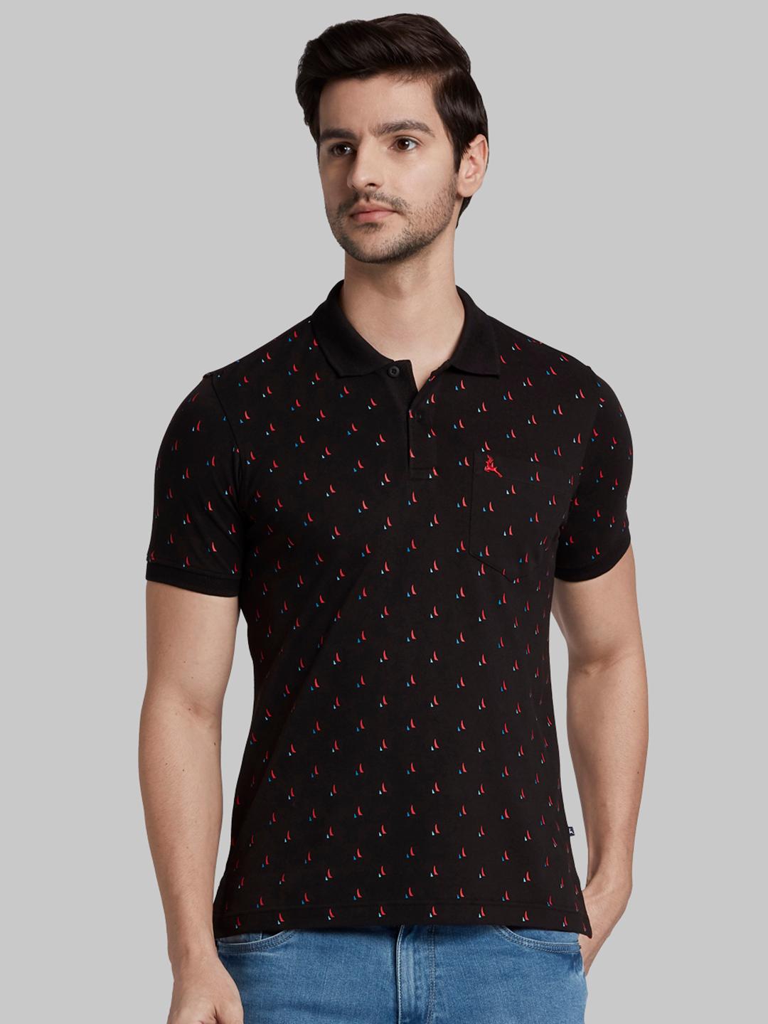 Buy Parx Men Black & Red Printed Polo Collar T Shirt - Tshirts for Men ...