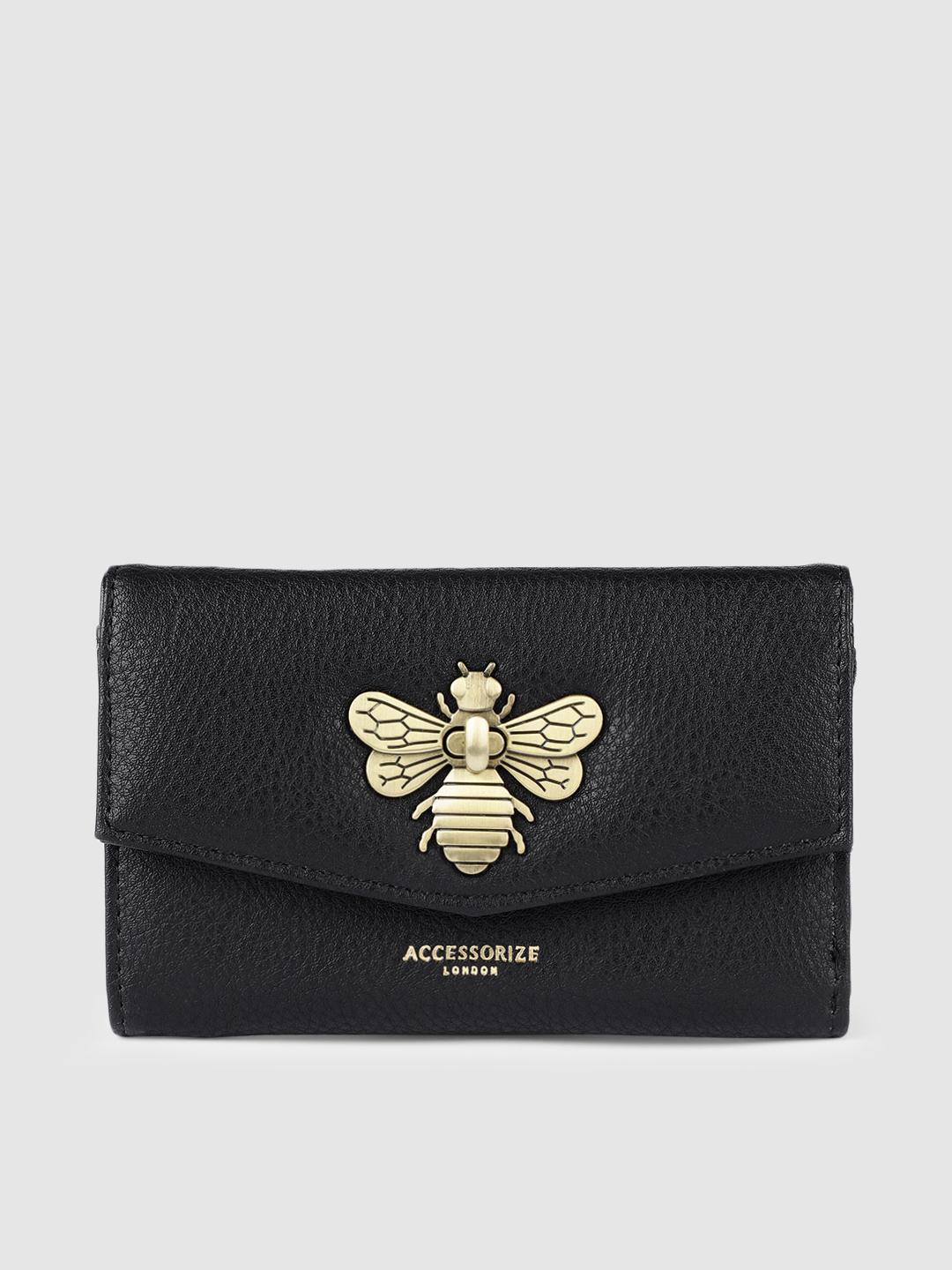 Buy Accessorize Women Black Solid Three Fold Wallet - - Accessories for Women