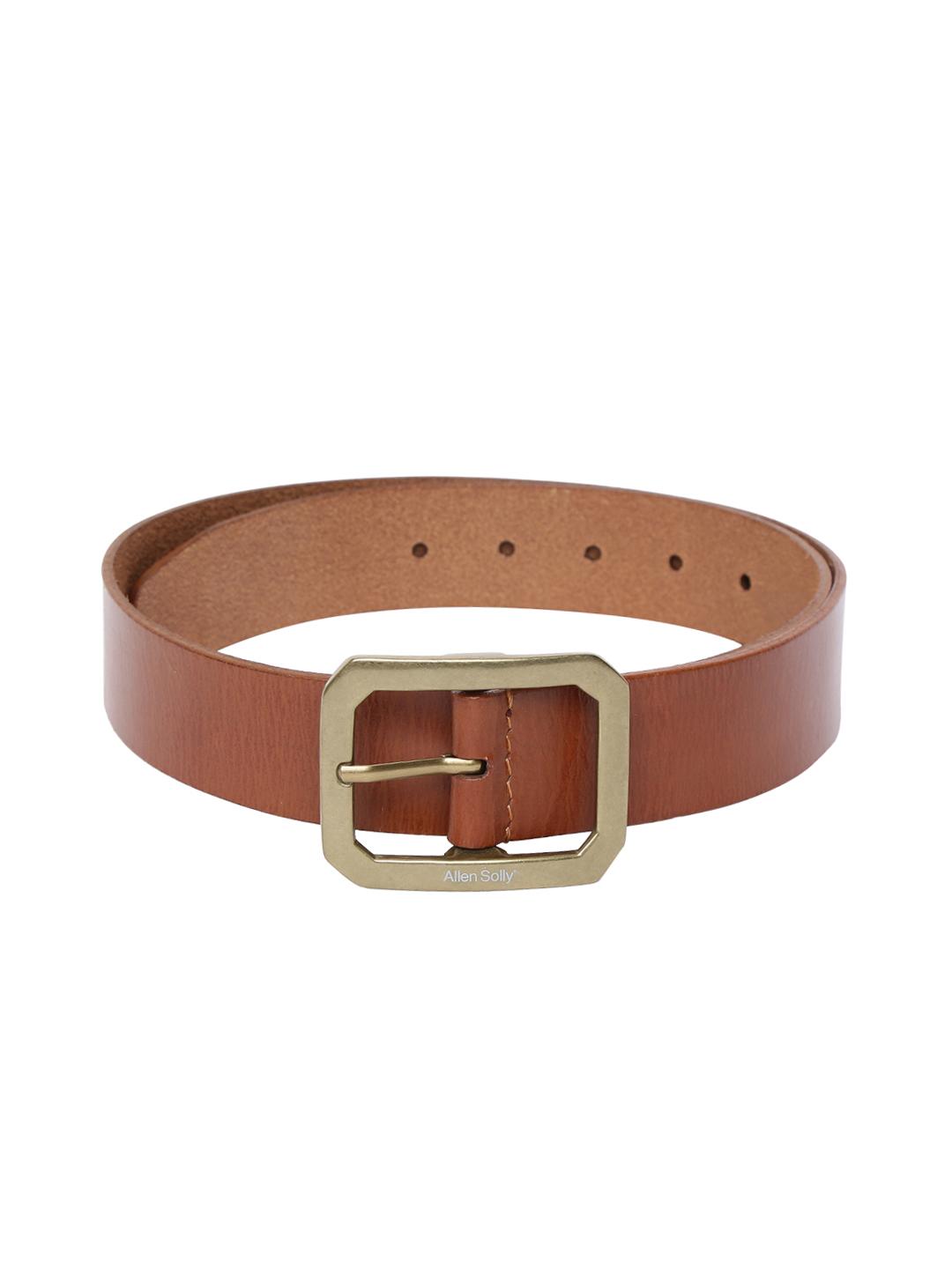 Buy Allen Solly Men Tan Brown Solid Leather Belt - - Accessories for Men